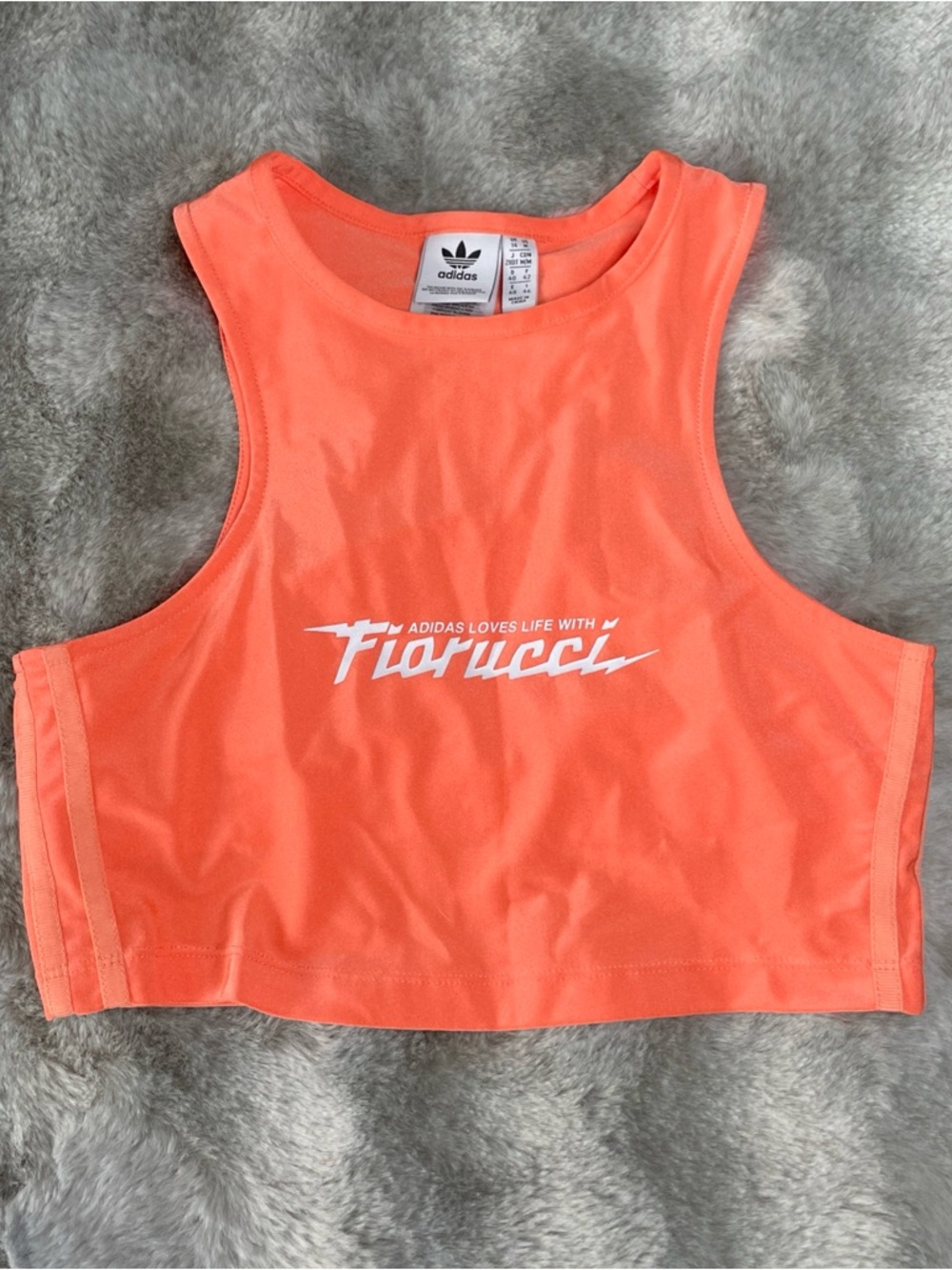 Adidas × Fiorucci Crop Top Built Sports Bra Peach Size M  Orange/coral-0166